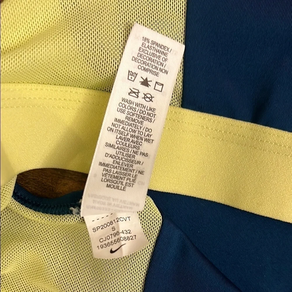 Girl's Nike Blue and Yellow Sports Bra Racerback Design, Sz L.